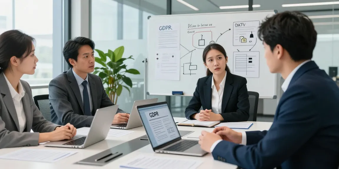 Privacy expert consultation on Startseite for GDPR compliance strategies in a modern office.